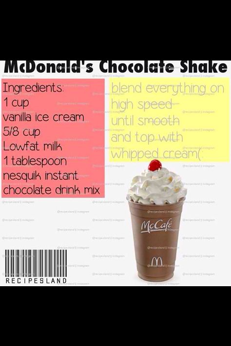 McDonald's chocolate shake Mcdonalds Chocolate Milkshake, Mcdonalds Mocha Frappe Recipe, Mcdonalds Mocha Frappe, Mcdonalds Shakes, Mcdonalds Milkshake, Chocolate Shake Recipe, Mocha Frappe Recipe, Milkshake Recipe Chocolate, Frappe Recipe