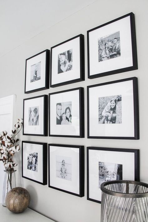 Master Bedroom Black & White Gallery Wall | Darling Do Wall Darling, White Gallery Wall, Gallery Wall Bedroom, Photo Wall Gallery, Hal Decor, Black And White Photos, Gallery Wall Decor, Bedroom Black, Family Room Decorating