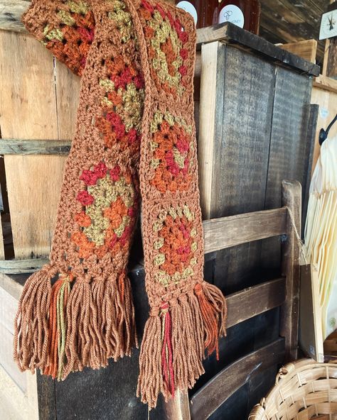 In Mississippi you can never trust the weather…but this morning was feeling crisp! Thought I’d share the first gal scarf of the season! 🍁🍂🎃🤎 • • • #fall #autumn #scarf #crochet #grannysquare #pumpkins #pumpkinspice #falldecor #fallfashion #fallstyle #fallcolors #warm #cozy #crisp #cold #chilly #fallaesthetic #fallaccessories #vintage #retro #fallcrochet #handmade #smallbusiness Autumn Scarf Crochet, Fall Crochet Scarf, Fall Scarf Crochet, Fall Scarves, Fall Accessories, Crochet Scarves, Crochet Scarf, Granny Square, Fall Colors