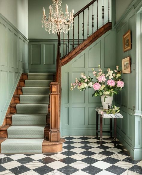 Whimsical Staircase, Front Hallway, Fantasy Rooms, Wainscoting Panels, Dream Living, Stairs Design, Staircases, Cottage Homes, House Inspo