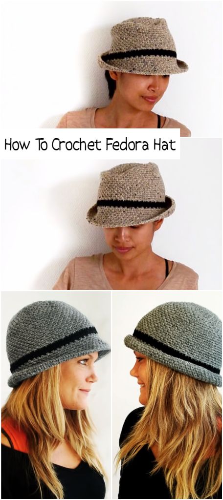 Fedora Crochet Hat Pattern Free, Free Beanie Hat Pattern, Crochet Crusher Hat Free Pattern, Crochet Chemo Hat Pattern Free, Crochet Sunhats Free Pattern, Pola Kupluk, Crochet Bucket Hat Free Pattern, Rope Knitting, Cappello Cloche