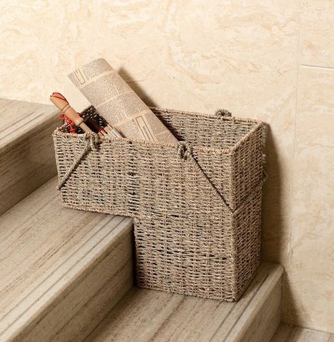 If You Love Having A Neat Home But Hate Organizing, Check Out These 31 Wayfair Products Staircase Basket, Stair Basket, Organize And Declutter, Coat Rack With Storage, Basket With Handles, Stair Case, Integrated Handles, Basket Shelves, Declutter Your Home