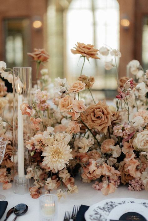 Beige Fall Wedding, Beige Flower Centerpieces, Fall Neutral Wedding Decor, Muted Fall Wedding Bouquet, Muted Tones Wedding, Earth Tone Wedding Table Decor, Neutral Wedding Mood Board, Light And Airy Fall Wedding, Wedding Flower Mood Board