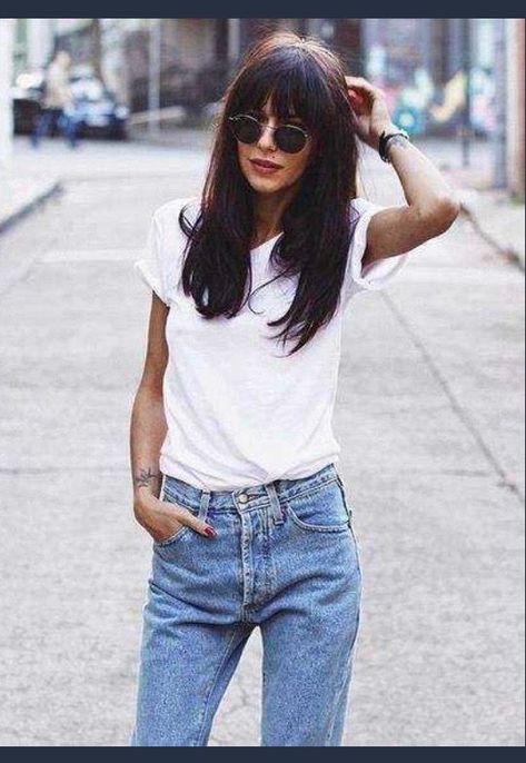 Grunge Hair, Hair Envy, Long Hair Cuts, Hair Dos, Hair Day, Hairstyles With Bangs, White Shirt, New Hair, Hair Inspo