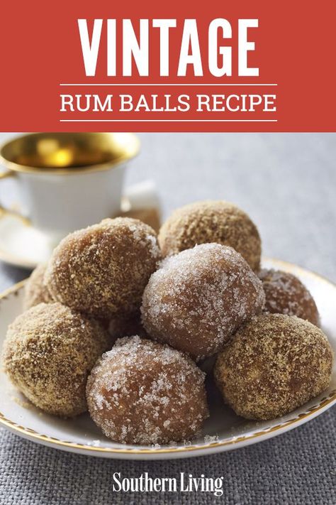 Southern Living Rum Balls, Southern Living Cookies Recipes, Maple Balls Recipe, Rum Balls Boozy, Rumballs Recipe, Whiskey Balls, Rum Balls Recipe, Butterball Cookies, Christmas Cookie Plate