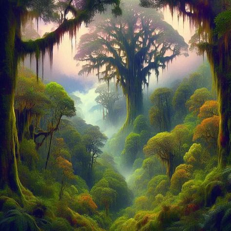 Lost in the enchantment of these majestic forests 🌲✨ #NatureNook . . a painting of a forest with mossy trees, deep jungle from another world, dark neon colored rainforest, oil painting of dragon forest, psychedelic lush pine forest, psychedelic forest, painting of a forest, alien jungle forest, mysterious jungle painting, fantasy forrest background, lush rainforest, wet lush jungle landscape, lush rain forest, surreal forest, magical forest backround, mysterious dense forest . . . . . ... Alien Jungle, Surreal Forest, Forest Magical, Lush Rainforest, Jungle Landscape, Jungle Painting, Lush Jungle, Mossy Tree, Deep Jungle