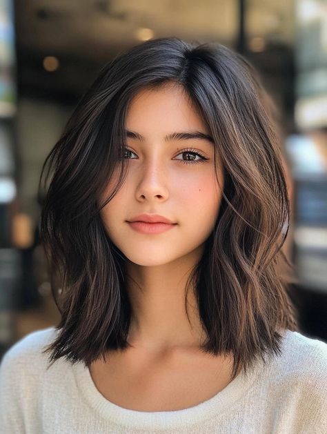 Chic Shoulder Length Haircuts: Versatile Styles for Every Hair Type Medium Haircut Korean Shoulder Length, Medium Length Haircut Unstyled, Haircut For Medium Length Hair Indian, Shoulder Bob Haircut, 2025 Haircut, Straight Medium Length Hair, Above The Shoulder Haircuts, Shoulder Length Haircut, Shoulder Haircut