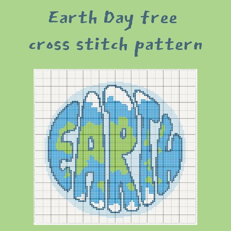 Keeping it Real: Earth Day free cross stitch pattern Earth Cross Stitch, Real Earth, Free Cross Stitch Pattern, Free Cross Stitch Charts, Earth Element, Keeping It Real, Earth Elements, Stitch Art, Cross Stitch Patterns Free