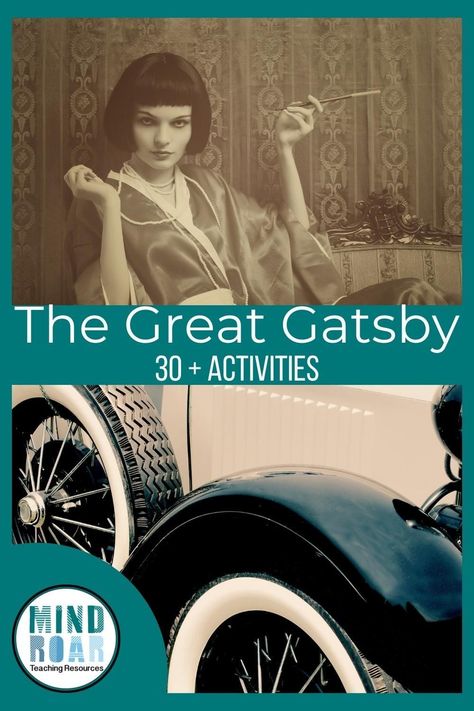 Are you looking for student activities for The Great Gatsby by F. Scott Fitzgerald? Check out these 30+ fun and engaging activities for The Great Gatsby. #mindroarteachingresources #blogpost #thegreatgatsbyactivities The Great Gatsby Teaching Ideas, Great Gatsby Activities, Great Gatsby Party Games, Gatsby Book, Novel Activities, High School Project, Cartoons Pictures, Pre Reading Activities, Writers Quotes