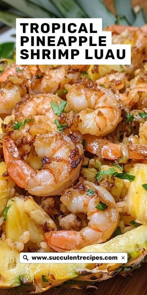 Dive into this delicious Tropical Pineapple Shrimp Luau, where succulent shrimp and fresh pineapple come together for a flavorful island-inspired dish. Shrimp With Pineapple Salsa, Shrimp With Pineapple Recipe, Fresh Pineapple Recipes, Shrimp Zucchini Recipes, Shrimp Zucchini, Pineapple Skewer, Pineapple Shrimp, Spicy Shrimp Tacos, Creamy Shrimp Pasta