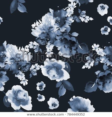 Seamless summer pattern with watercolor flowers handmade. Dark blue background - buy this illustration on Shutterstock & find other images. Surface Patterns, Charcoal Art, How To Wrap Flowers, Flowers Handmade, Summer Pattern, Flower Artwork, Watercolor Abstract, Dark Blue Background, Abstract Flower