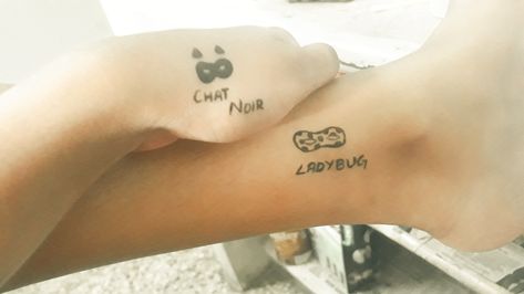 Miraculous Tattoo, Miraculous Ladybug Tattoo, Chat Noir And Ladybug, Personal Tattoos, Minimalistic Tattoos, Lady Bug Tattoo, Cat Noir, Minimalist Tattoo, Miraculous Ladybug