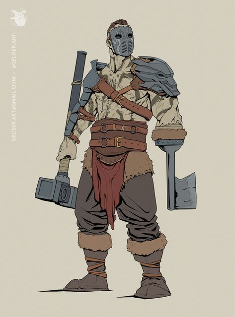 ArtStation - D&D character commission (Flat colors) - Goliath fighter. Goliath Aesthetic, Starfinder Ship, Goliath Fighter, Barbarian Character Design, Spy Smasher, Goliath Barbarian, Wolf Brigade, Barbarian Armor, Barbarian Dnd