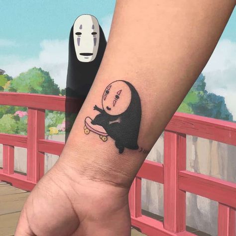 No Face Tattoo, Skate Tattoo, Ghibli Tattoos, Tatuagem Masculina Pequena, Wrist Tattoo Ideas, Chinese Dragon Tattoos, Ghibli Tattoo, Clover Tattoos, Wrist Tattoos For Guys