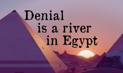 Denial is a river in egypt Denial Is A River In Egypt, Egyptian Quote, True Quotes, Egypt, Did You Know, Bedroom, Memes, Funny, Quotes