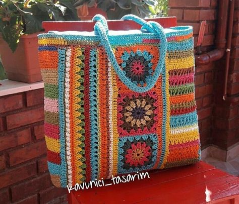 Sac Granny Square, Free Crochet Purse Patterns, Crochet Patterns Filet, Crochet Hand Bags, Patterns For Crochet, Bags For Ladies, Crochet Purse Pattern Free, Crochet Hat Free, Granny Square Bag