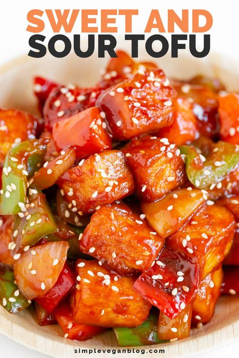 Sweet And Sour Tofu, Easy Vegan Lunch, Tofu Recipes Vegan, Chinese Food Recipes, Tofu Dishes, Vegan Lunch Recipes, Ideas Food, Healthy Ideas, Tofu Recipes