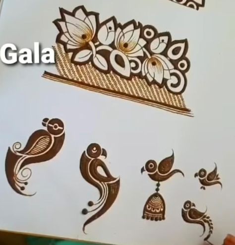 Bird Mehendi Design, Sparrow Mehndi Design, Duck Mehndi Design, Parrot Mehendi Designs, Mehndi Basics, Mehandi Practice, Exam Tension, Learn Mehndi, Baby Mehndi Design