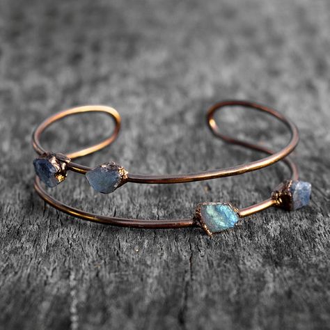 Handmade Cuff Bangle Labradorite Bangle Cuff Stone Bangle | Etsy Rough Stone Ring, Statement Cuff Bracelet, Bold Statement Jewelry, Gemstone Bangle, Electroformed Jewelry, Labradorite Bracelet, Wire Bangles, Stone Bangle, Handmade Bangles