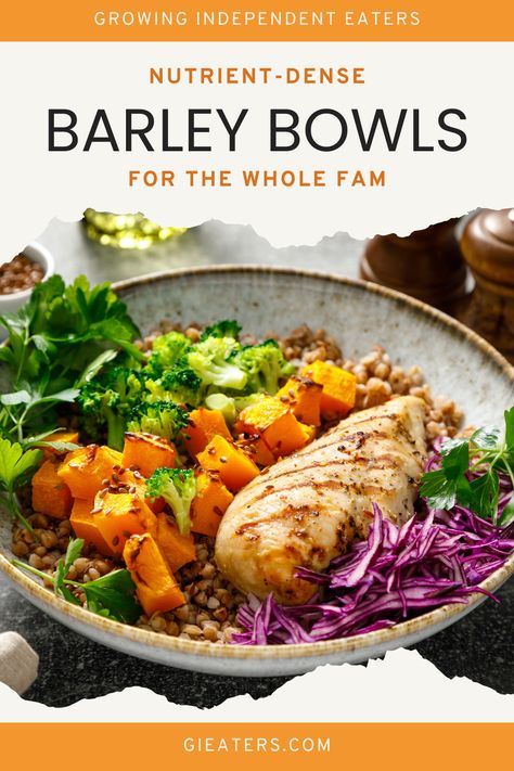 This is a whole-grain recipe the whole family will love. These Barley "B" Bowls are filled with beef, barley, broccoli, and Brussel sprouts. YUM! Barley Bowl, Broccoli And Brussel Sprouts, Barley Recipe, Main Entrees, Beef Barley, Power Bowls, Beef Bone Broth, Low Cholesterol, Grain Foods