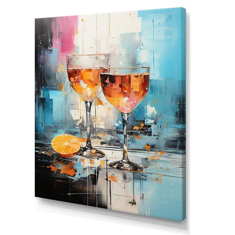 Abstract Food Painting, Beverage Wall, Alcohol Art, Angel Photography, Wine Painting, Blue Cocktails, Food Painting, Art Painting Gallery, Small Canvas