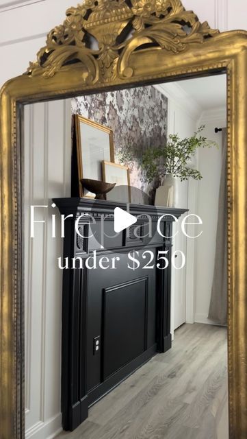 Alexandra Levy Interiors on Instagram: "If you’re looking for an affordable way to create a focal point in your space, this one’s for you! 🙌

I realize that this fireplace is non functional, but it looks amazing and completely elevated the room to feel more luxurious! We did this for under $228 total including the top mirrored portion.😍

What you’ll need:
1.) fireplace mantle of choice (fb marketplace always has great quality at a low cost 
2.) casing for mirror above mantle
3.) one piece of trim to go over edges of painted box 
4.) two shades of paint for inside mantle and “firebox”
5.) wall covering for over fireplace 

Here’s how:

1.) pick a mantle of your choice

2.) depending on desired color, either paint or stain your mantle. If you like the color as is then ignore this step 😘 Mirror Above Mantle, Living Room Mantle, Den Ideas, Painted Box, Luxe Interiors, Glam Decor, Fireplace Mantle, 1k Views, Neutral Decor