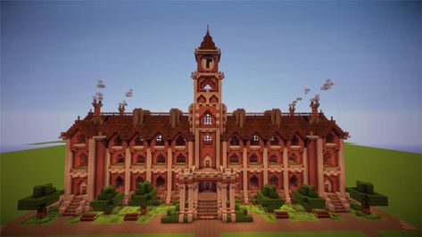 Victorian Town Hall - Tutorials - Videos - Show Your Creation - Minecraft Forum - Minecraft Forum Minecraft Town, Victorian Town, Minecraft Building Guide, Minecraft Steampunk, Minecraft City Buildings, Minecraft Houses Blueprints, Minecraft Structures, Minecraft Cottage, Easy Minecraft Houses