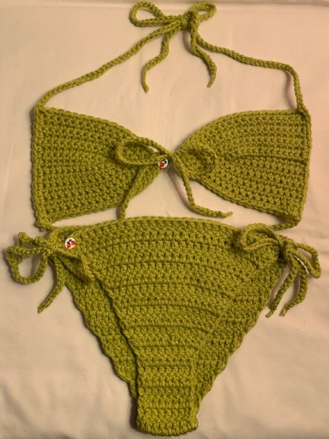 #crochet #bikini #crochetbikini #handmade Crochet Bathing Suit, Crochet Bikinis, Crochet Beach Wear, Crochet Green, Handmade Bikinis, Crochet Bathing Suits, Crochet Swimsuit, Cruise Fashion, Knit Swimwear