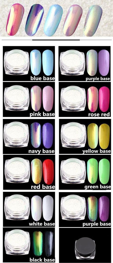 Mermaid Chrome, Mirror Nails Powder, Glitter Mirror, Neon Glitter, Nails 2018, Nail Effects, Mirror Nails, Mermaid Nails, Nail Powder