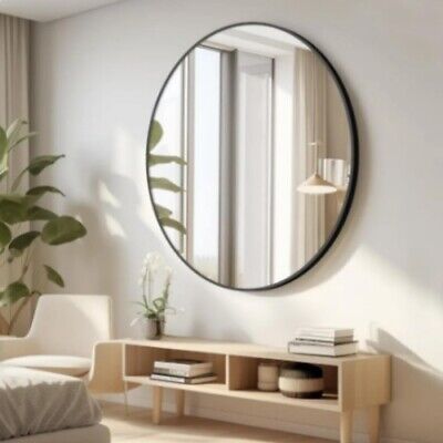 MirrorStart.com - Reflect Your Style It’s not only beautiful and sturdy, but also waterproof and rustproof. The black round mirrors are perfect for living room, bathroom, bedroom, dining room, entryway, rustic, vanity, etc. Round Mirror High-Definition: Our round mirror is made by precise and professional silver coated technology which can present a clear and real image. Gold Circle Mirror On Black Wall, Black Round Wall Mirror, Round Boho Wall Mirror Black, Circular Black Mirror, Black Round Hanging Mirror, Black Round Mirror, Cafe Area, Rustic Vanity, Circle Mirror