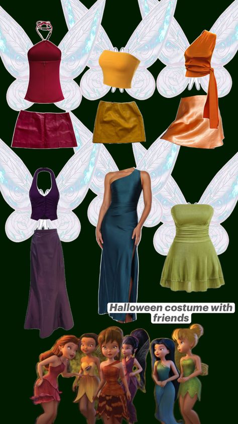 Haloween costume, friends, tinkerbell Disney Villain Costumes, Villain Costumes, Group Costumes, Disney Villains, Halloween Costumes, Halloween, Disney