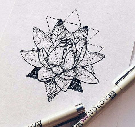 Lotus dotwork tattoo Dot Work Lotus Tattoo, Dot Lotus Tattoo, Lotus Dotwork Tattoo, Dotwork Tattoo Mandala Dots, Dotwork Flower Tattoo, Dot Work Tattoo Design, Tattoo Trio, Dotted Tattoo, Dotwork Tattoo Design