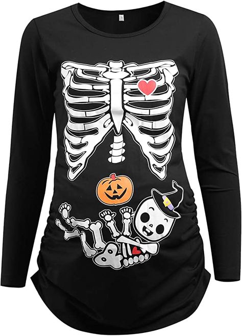 Pregnancy Costumes, Pregnant Halloween Costumes, Pregnant Halloween, Skeleton Costume, Fall Maternity, Maternity Tank Tops, Maternity Shirt, Easy Halloween Costumes, Maternity Top