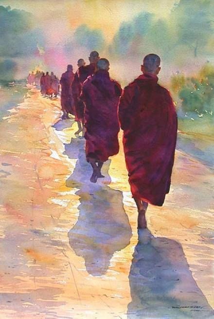 Click to Close Myanmar Art, Walking Meditation, Early Evening, Buddha Painting, Meditation Art, Buddhist Monk, Buddha Image, Buddha Art, Buddhist Art