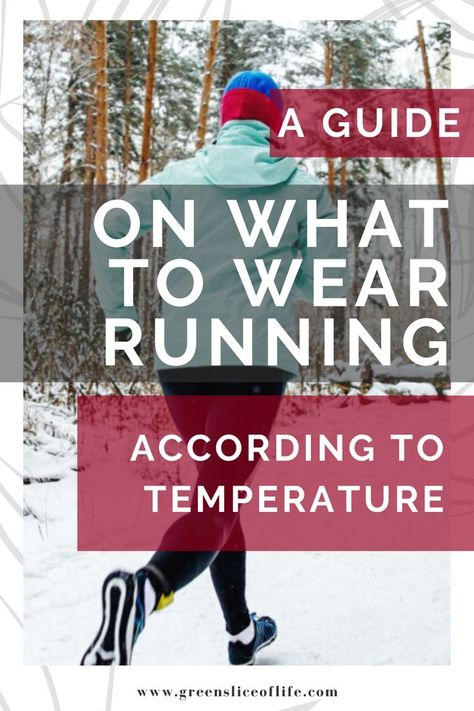 Do you find it hard to know what to wear for running, especially in colder temperatures? Whether it's humid and hot or cold with lots of snow below -20 Degrees Celsius, it's important to dress appropriately when running. I have put together this guide on what to wear according to temperature. Running Temperature Guide, Running Gear By Temperature, Running Attire By Temperature, What To Wear When Running In The Cold, 60 Degree Running Outfit, 40 Degree Running Outfit, What To Wear Running Temperature, Running In 40 Degree Weather, Running Outfits For Women Cold