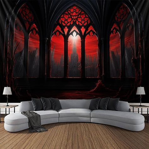 Spooky Decorations House, Fantasy Wall Mural, Vampire Home Decor, Victorian Homestead, Spooky House Decor, Vampire Decor, Home Decor Dark, Halloween Living Room, Halloween Bedroom Decor