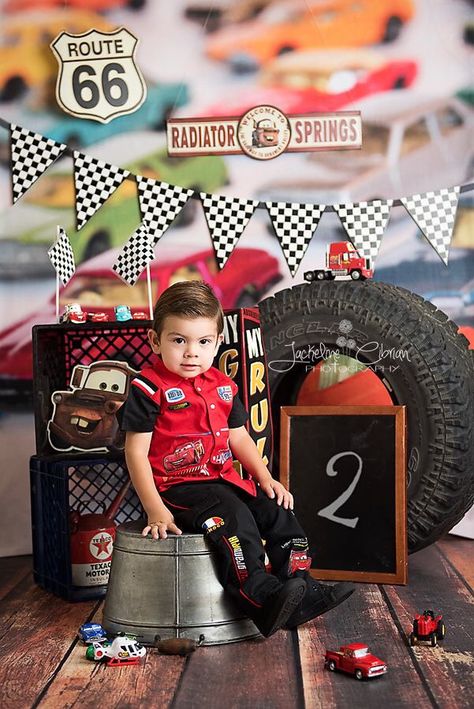 Cars Birthday Party Outfit, 2 Fast 2 Furious Photoshoot, Cars Photoshoot Kids, Disney Cars Photoshoot, Cars Birthday Photoshoot, Lightning Mcqueen Photoshoot, Macqueen Theme Party, Disney Cars Birthday Theme, Blaze Birthday