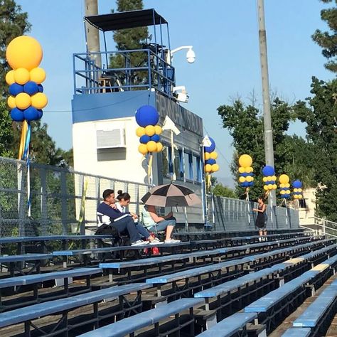 Decorating Football Field For Homecoming, Homecoming Decor Ideas Football, Football Bleachers Decorations, Senior Night Football Field Decorations, Football Stadium Decorations High School, Football Field Decorations Homecoming, School Homecoming Decorations, Homecoming Week Decorations, Senior Night Field Decorations