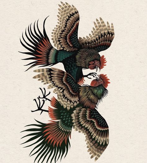 Japanese Rooster Tattoo, Traditional Rooster Tattoo, Coyote Illustration, Japanese Rooster, Bird Of Prey Tattoo, Rooster Tattoo, Traditional Tattoo Inspiration, Vintage Illustration Art, Rooster Art