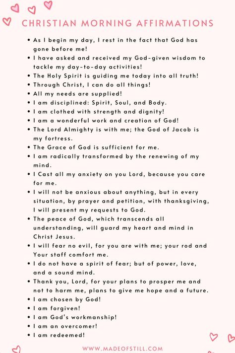 Christian Morning Affirmations, Christian Affirmations Scripture Based Prayers, Christian Blessings Scriptures, Night Time Christian Affirmations, Scriptures For Blessings, Morning Bible Affirmations, Scriptures To Start Your Day, Faith Based Affirmations, How To Start Your Morning With God, Morning Declarations Daily Affirmations