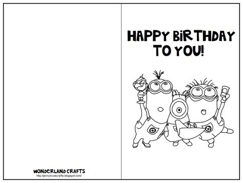 Have them color and decorate the card, fold it in half on the line, and write a note inside. Description from jennylovescrafts.blogspot.com. I searched for this on bing.com/images Minion Birthday Card, Coloring Birthday Cards, Birthday Card Template Free, Printable Birthday Cards, Free Printable Birthday Cards, Birthday Cards To Print, Happy Birthday Cards Printable, Free Birthday Card, Happy Birthday Template