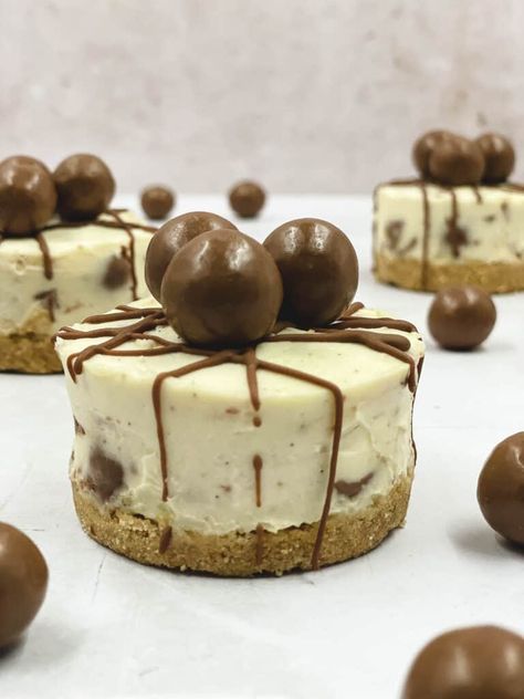 Malteser Dessert, Malteser Recipes, Malteaser Cheesecake, Malteser Cheesecake, Maltese Recipes, Individual Cheesecakes, Easy No Bake Cheesecake, Mini Cheesecake Recipes, Christmas Baking Recipes