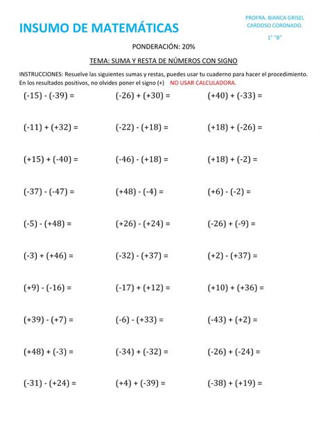 Ejercicio de Suma y resta de números con signo Math School, Forgot My Password, School Subjects, Math Teacher, Online Workouts, Google Classroom, Web Browser, Homework, Cosmos