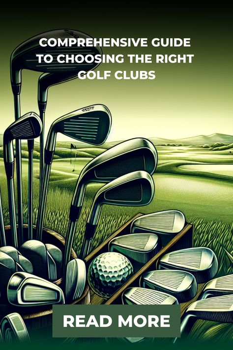 A set of golf clubs in a bag with text overlay "Comprehensive Guide to Choosing the Right Golf Clubs - Read More" against a stylized golf course background. Golf Club Distance Chart, Luxury Golf Club, Types Of Golf Clubs, Used Golf Clubs, Golf Brands, Golf Club Sets, Top Golf, Perfect Golf, Choose The Right