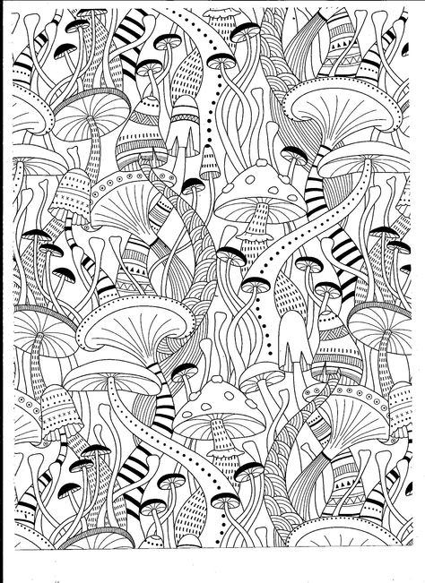 Natural Wonders Color Art Mushroom Coloring Pages, Modele Zentangle, Mushroom Coloring, Mushroom Pictures, Let's Make Art, Mushroom Drawing, Adult Colouring Pages, Doodle Coloring, Leisure Arts