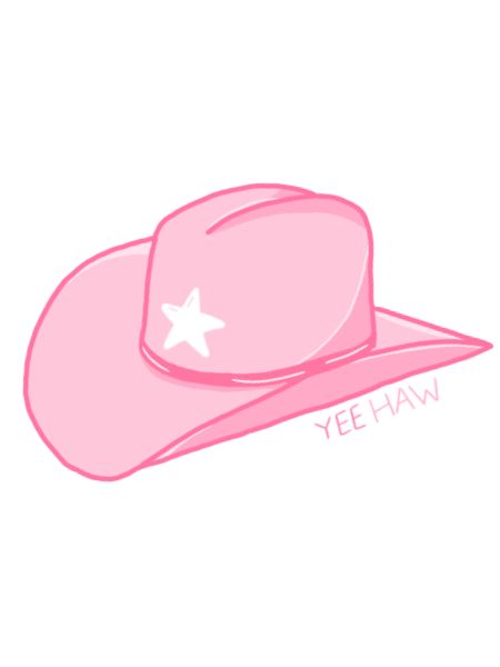 yeehaw #redbubble #cowboy #vscp Pink Cowgirl Aesthetic, Cowboy Hat Sticker, Aesthetic Transparent, Preppy Wall Collage, Pink Cowboy Hat, Pink Cowboy, Hat Aesthetic, Preppy Stickers, Western Wall Art