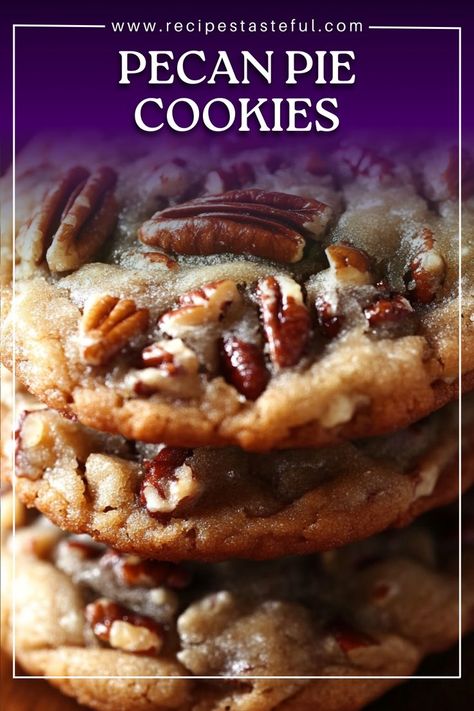 These Pecan Pie Cookies capture the flavors of classic pecan pie in a bite-sized, handheld treat. With a buttery base and rich pecan filling, they’re perfect for holiday gatherings or any time you want a sweet treat! Chocolate Pecan Skillet Cookie, Candied Pecan Cookies, Pecan Pie Bliss Cookies, Christmas Pecan Cookies, Pecan Treats Holidays, Easy Pecan Cookies Recipes, Dessert Recipes With Pecans, Peacon Pie Cookies Recipe, Pecan Cookies Christmas