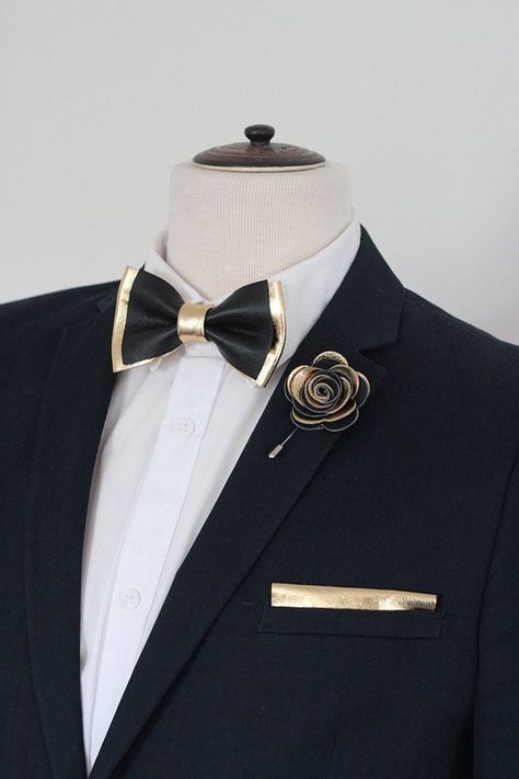 Black and Gold mens leather bow tie for men gold wedding bow | Etsy Gold Bow Tie For Formal Occasions, Dapper Gold Bow Tie For Formal Occasions, Gold Dapper Bow Tie For Formal Occasions, Elegant Gold Tuxedo For Party, Classic Gold Bow For Black Tie Events, Elegant Gold Bow Tie For Formal Occasions, Elegant Gold Tuxedo For Groom, Elegant Gold Tuxedo For Formal Occasions, Gold Bow Ties For Black Tie Events