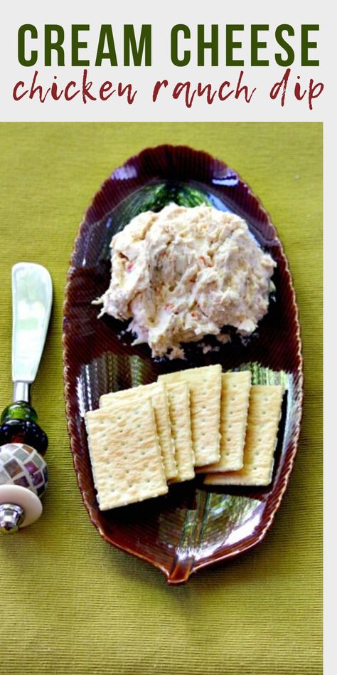 Chicken Ranch Dip, Cream Cheese Chicken Dip, Ranch Chicken Dip, Cream Cheese Appetizer Recipes, Chicken Appetizers Easy, Chicken Cream Cheese, Cheese Recipes Appetizers, Cream Cheese Appetizer, Dip Easy