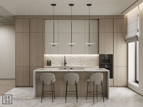 DE&DE/Soft minimalism design on Behance Home Ideas Kitchen, Minimal Kitchen Design, Minimalism Design, Minimal Kitchen, Open Plan Kitchen Living Room, Modern Kitchen Design Ideas, Soft Minimalism, Modern Kitchen Interiors, Hotel Interior Design